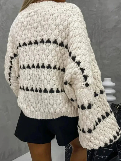 Nosy | Textured Knit Oversized Diamond Pattern Sweater