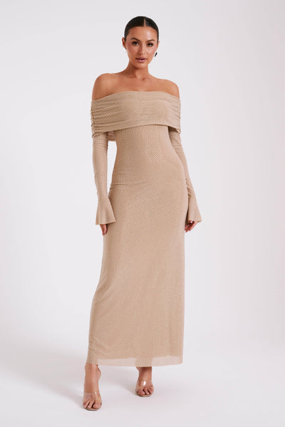 Marlyn | Diamond Maxi Dress Off Shoulder
