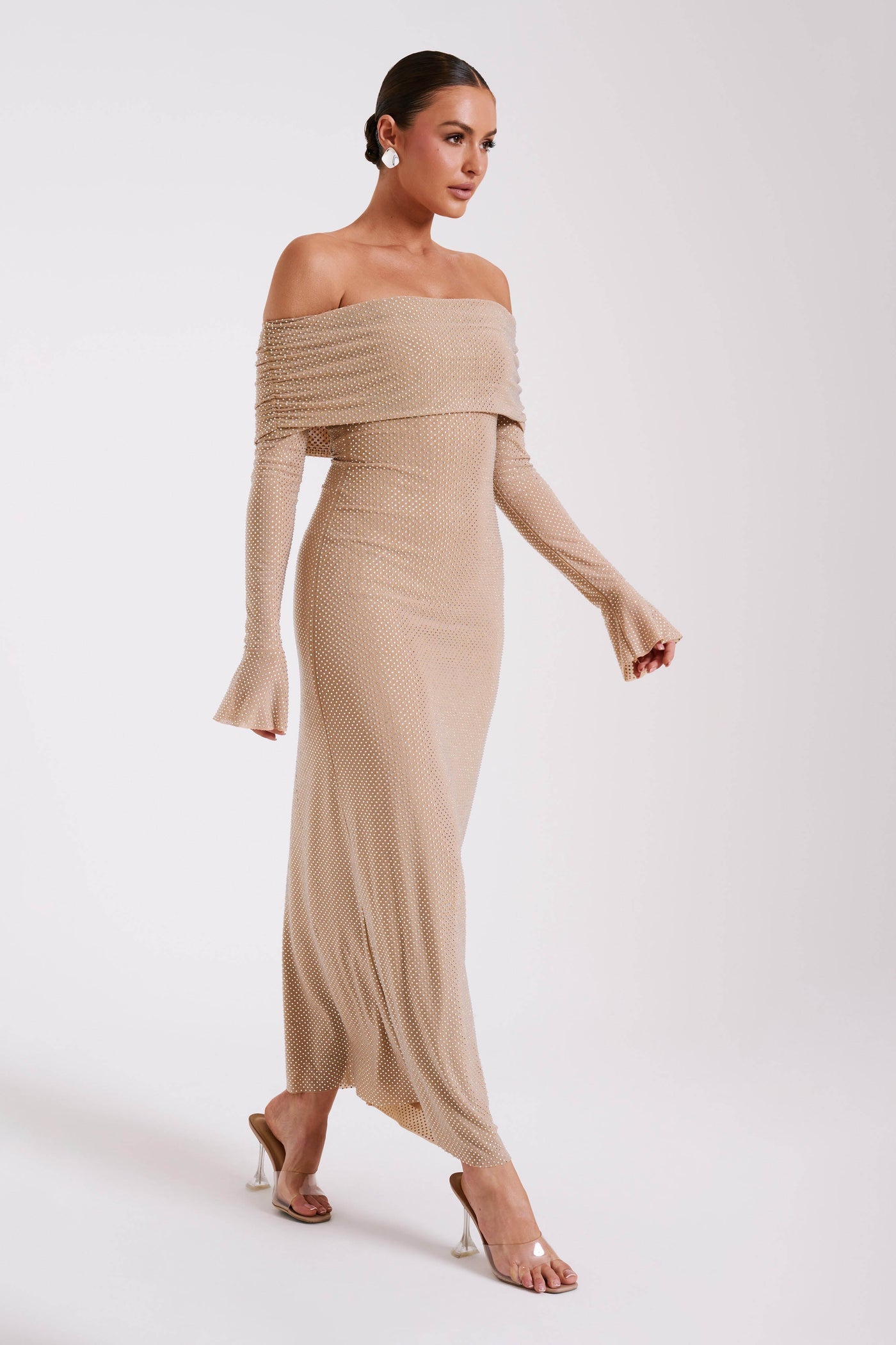 Marlyn | Diamond Maxi Dress Off Shoulder