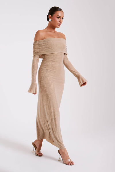 Marlyn | Diamond Maxi Dress Off Shoulder