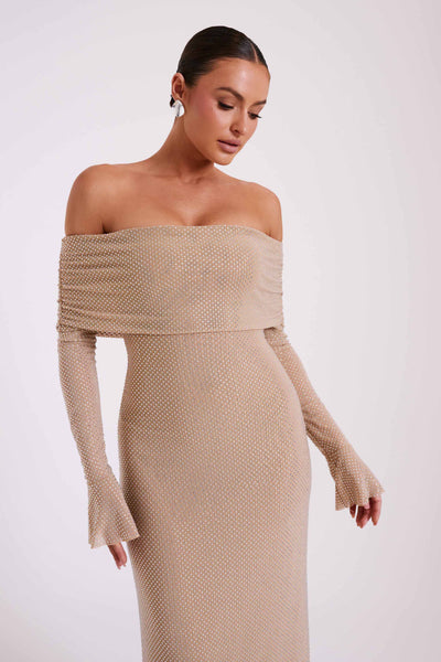 Marlyn | Diamond Maxi Dress Off Shoulder