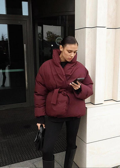 Luxe Belted Wrap Puffer Jacket