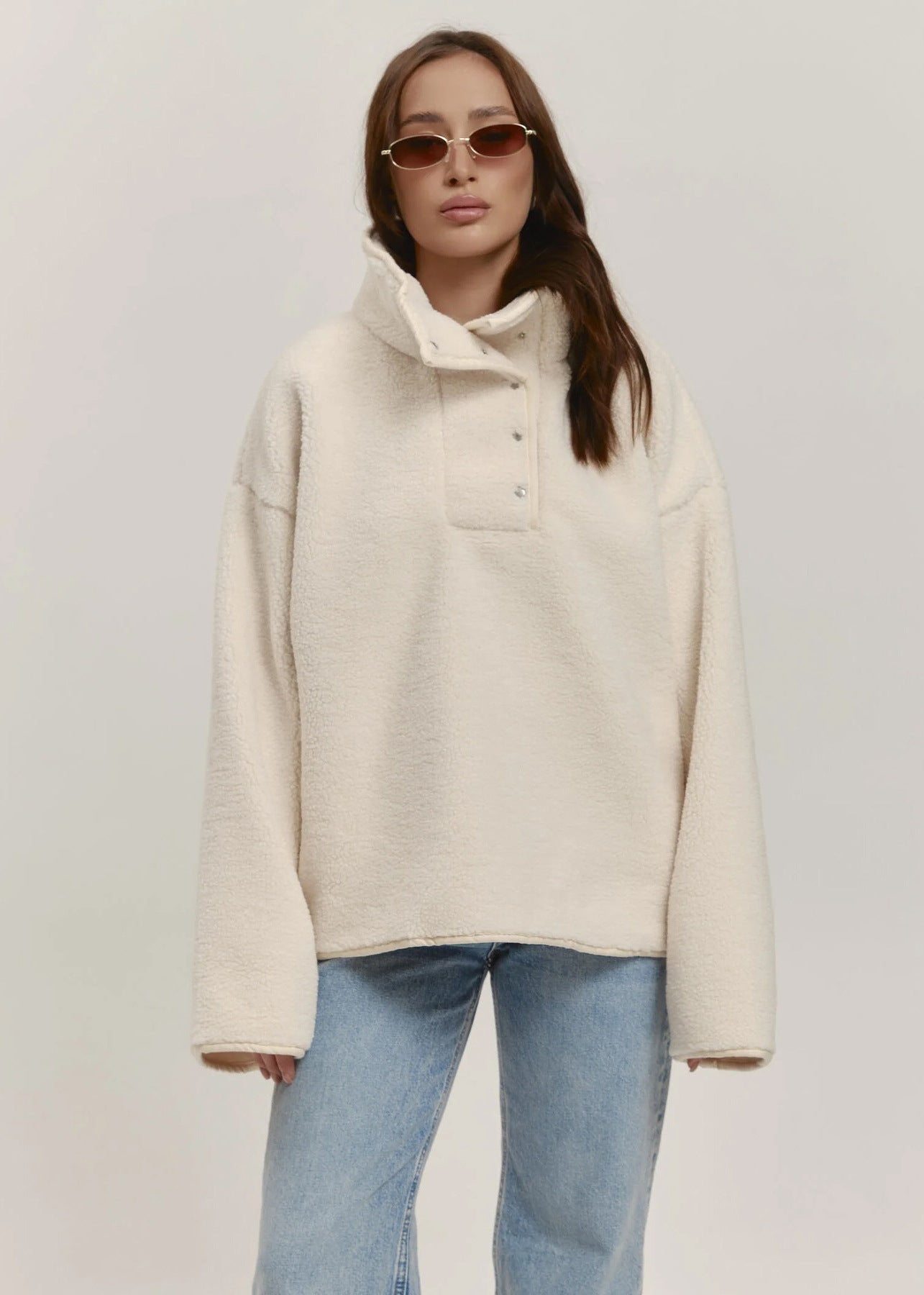 Cozy High-Collar Teddy Pullover