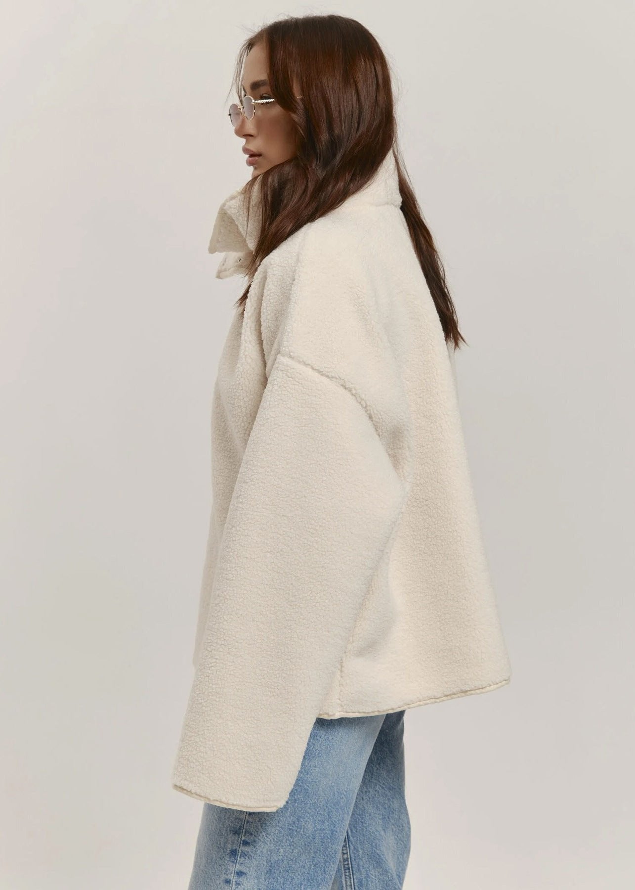 Cozy High-Collar Teddy Pullover