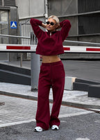 California Style Zipper Sweatshirt and Joggers Set