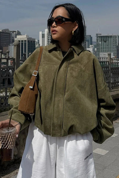 Velouras | Suede bomber jacket women