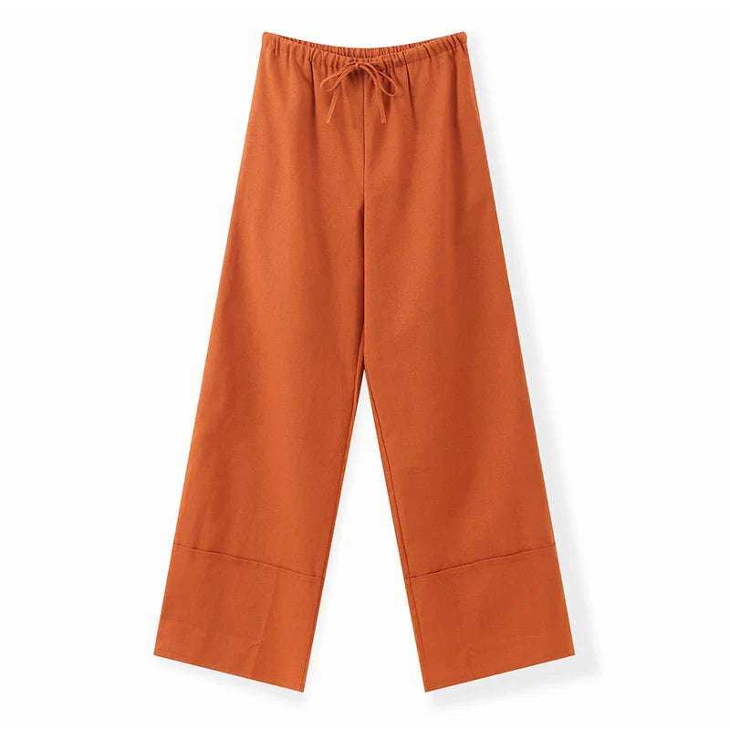 Maribel Burnt Orange Co-Ord Set – Button-Up Shirt and Wide-Leg Trousers Summer Holiday Outfit