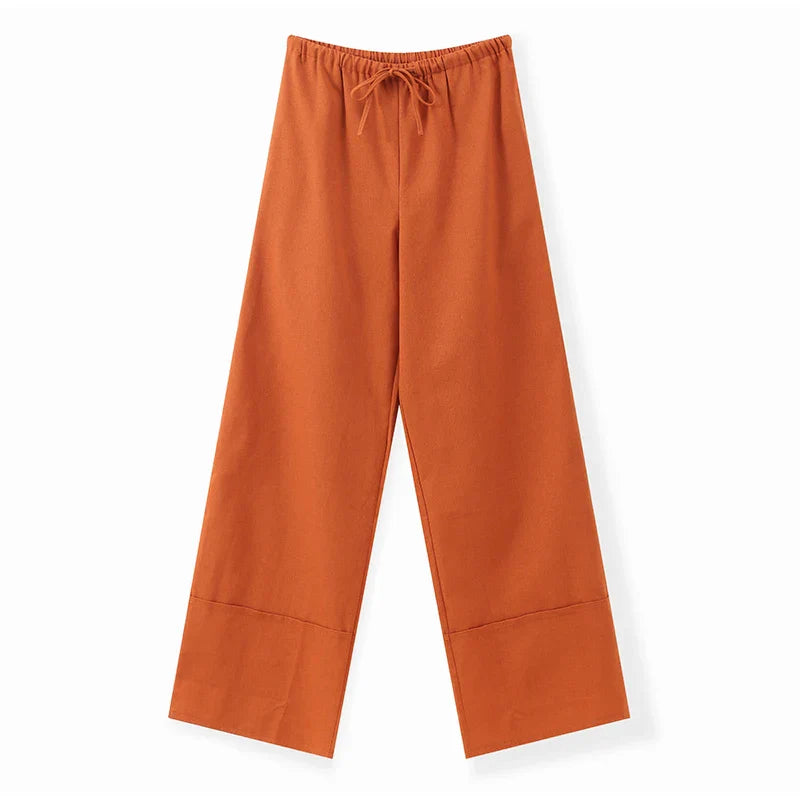 Maribel Burnt Orange Co-Ord Set – Button-Up Shirt and Wide-Leg Trousers Summer Holiday Outfit