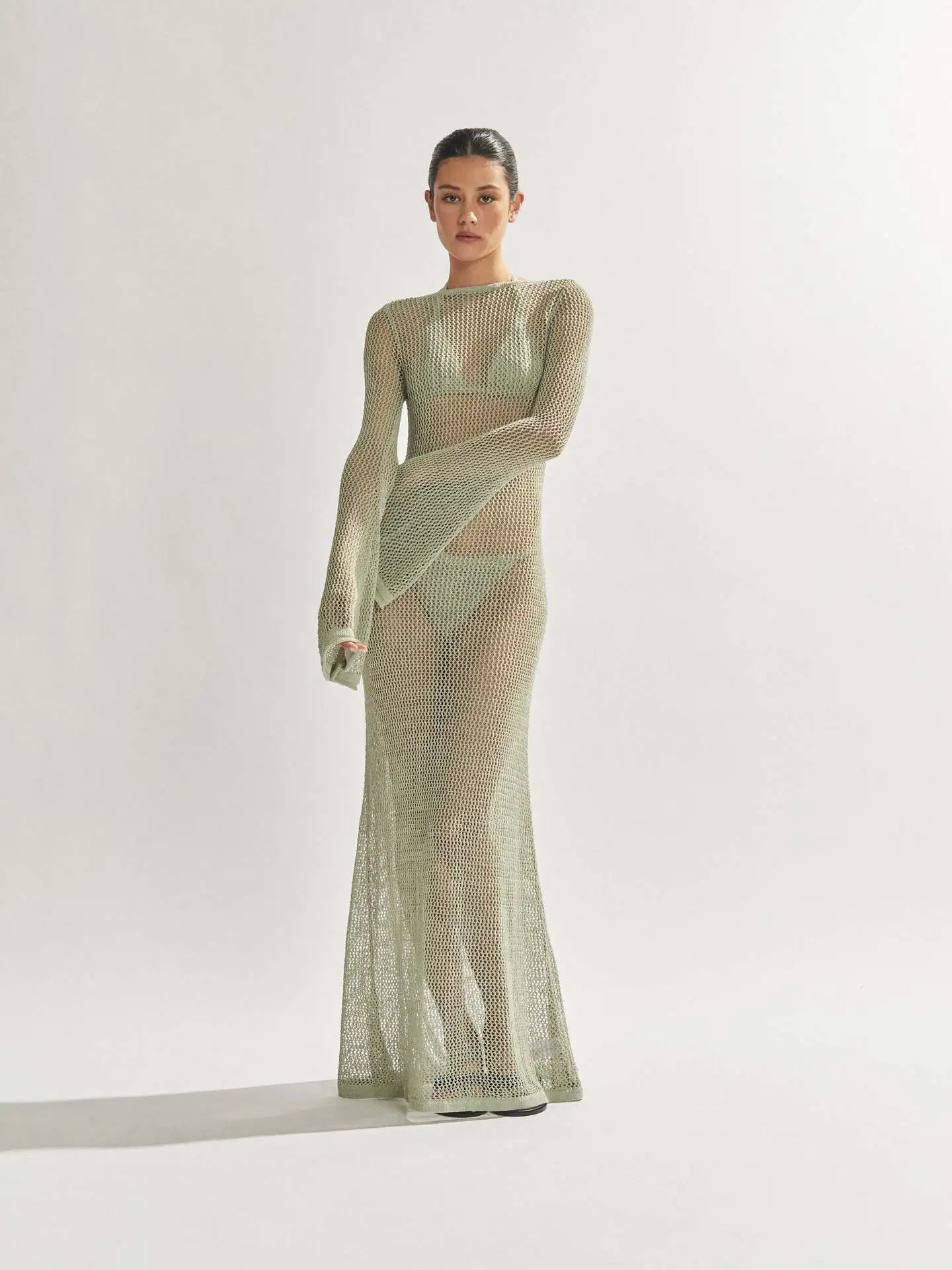 Long Sleeve Knit Beach Dress