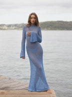 Long Sleeve Knit Beach Dress