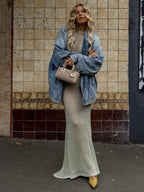 Long Sleeve Knit Beach Dress