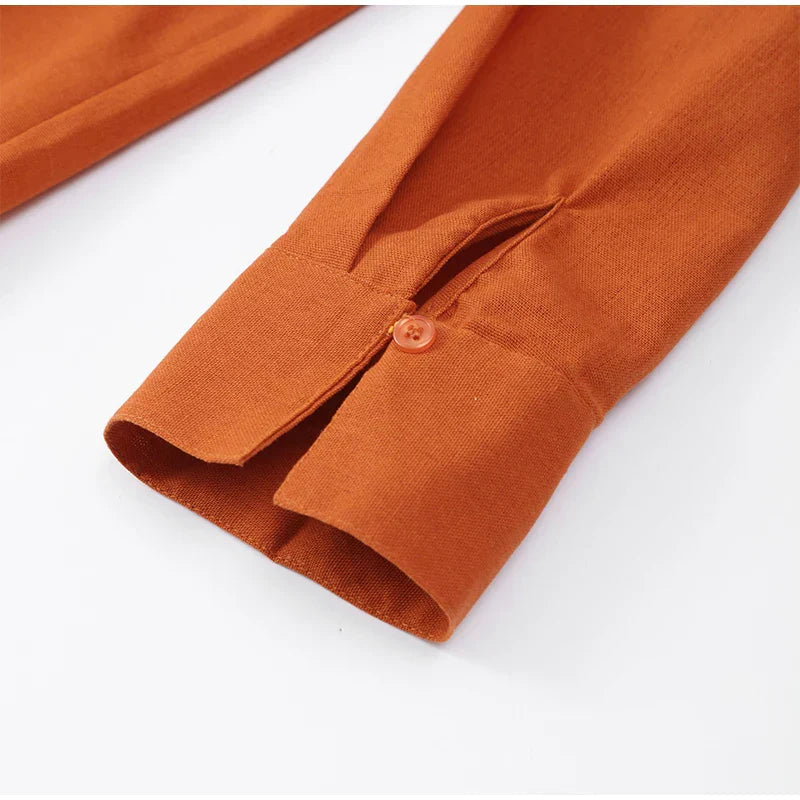 Maribel Burnt Orange Co-Ord Set – Button-Up Shirt and Wide-Leg Trousers Summer Holiday Outfit