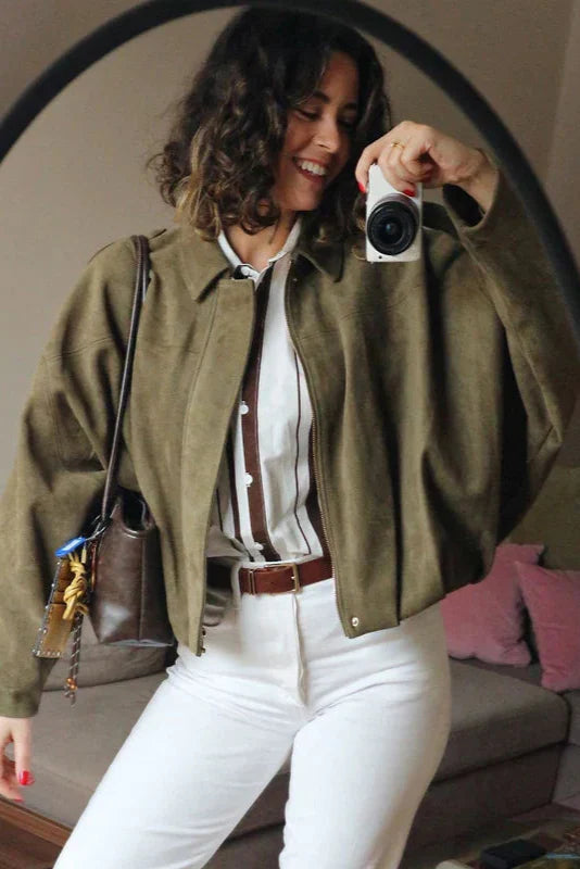 Velouras | Suede bomber jacket women