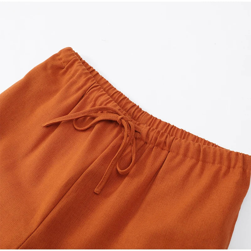 Maribel Burnt Orange Co-Ord Set – Button-Up Shirt and Wide-Leg Trousers Summer Holiday Outfit