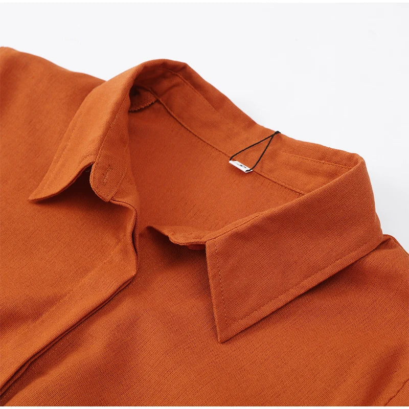 Maribel Burnt Orange Co-Ord Set – Button-Up Shirt and Wide-Leg Trousers Summer Holiday Outfit