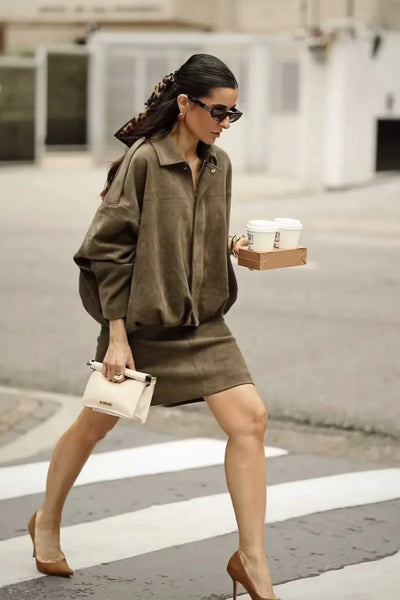 Velouras | Suede bomber jacket women