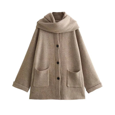 Islay | Cardigan with attached scarf
