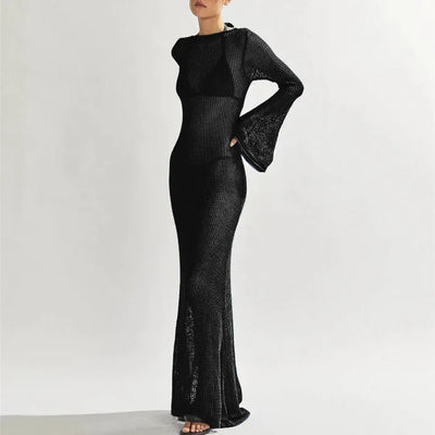 Long Sleeve Knit Beach Dress