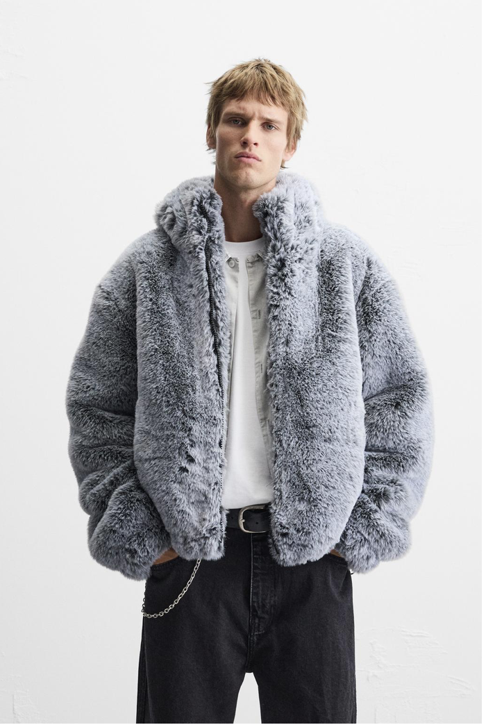 Faux Fur Jacket with Hoodie