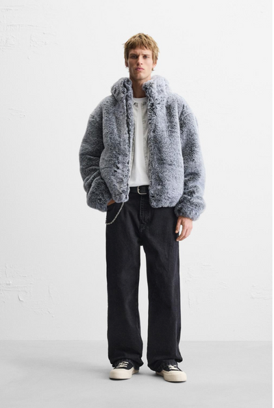 Faux Fur Jacket with Hoodie