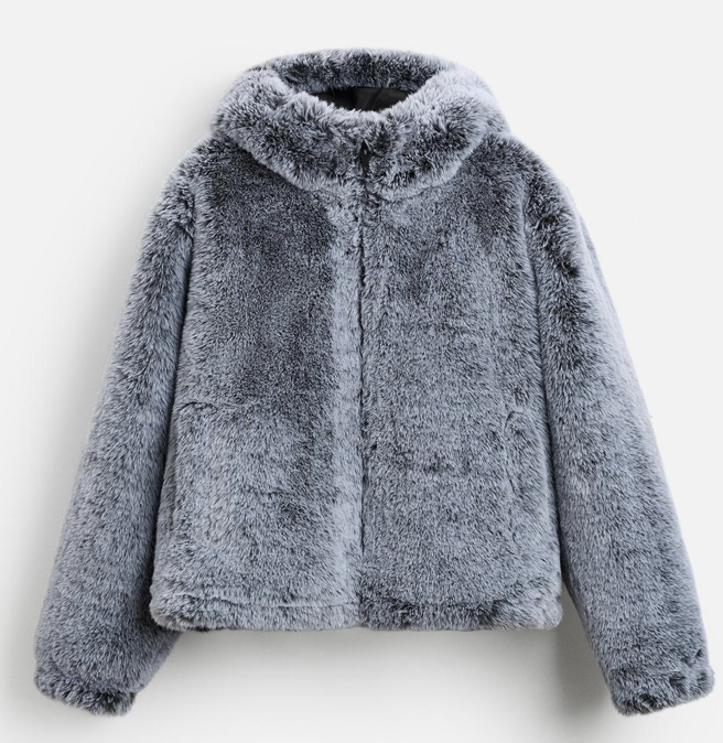 Faux Fur Jacket with Hoodie