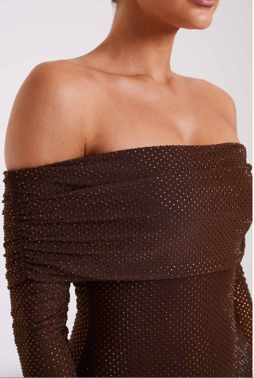 Marlyn | Diamond Maxi Dress Off Shoulder