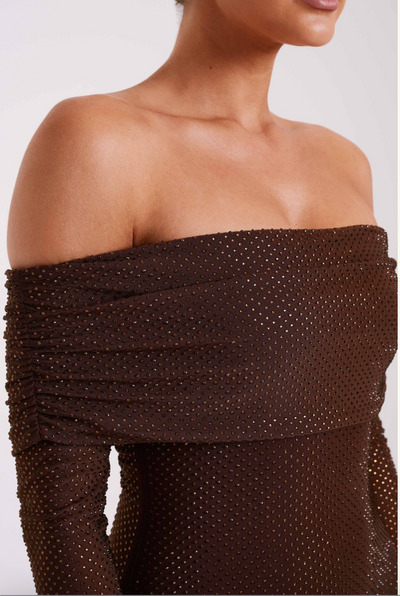 Marlyn | Diamond Maxi Dress Off Shoulder