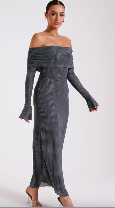 Marlyn | Diamond Maxi Dress Off Shoulder