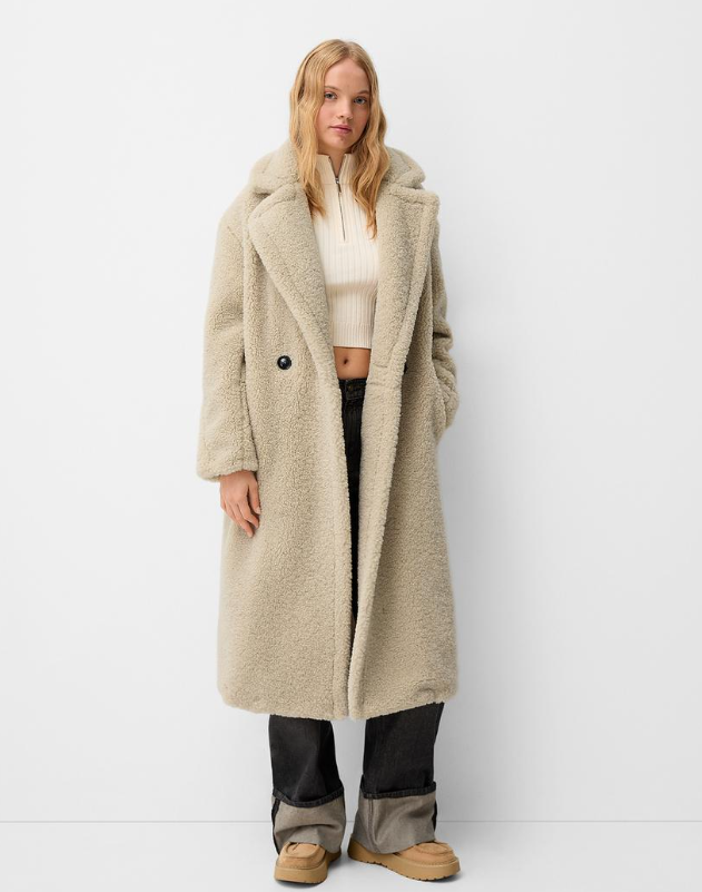 Long faux shearling coat