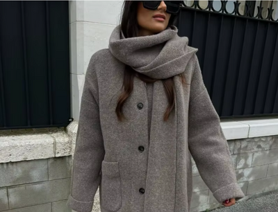 Islay | Cardigan with attached scarf
