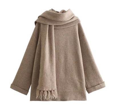 Islay | Cardigan with attached scarf