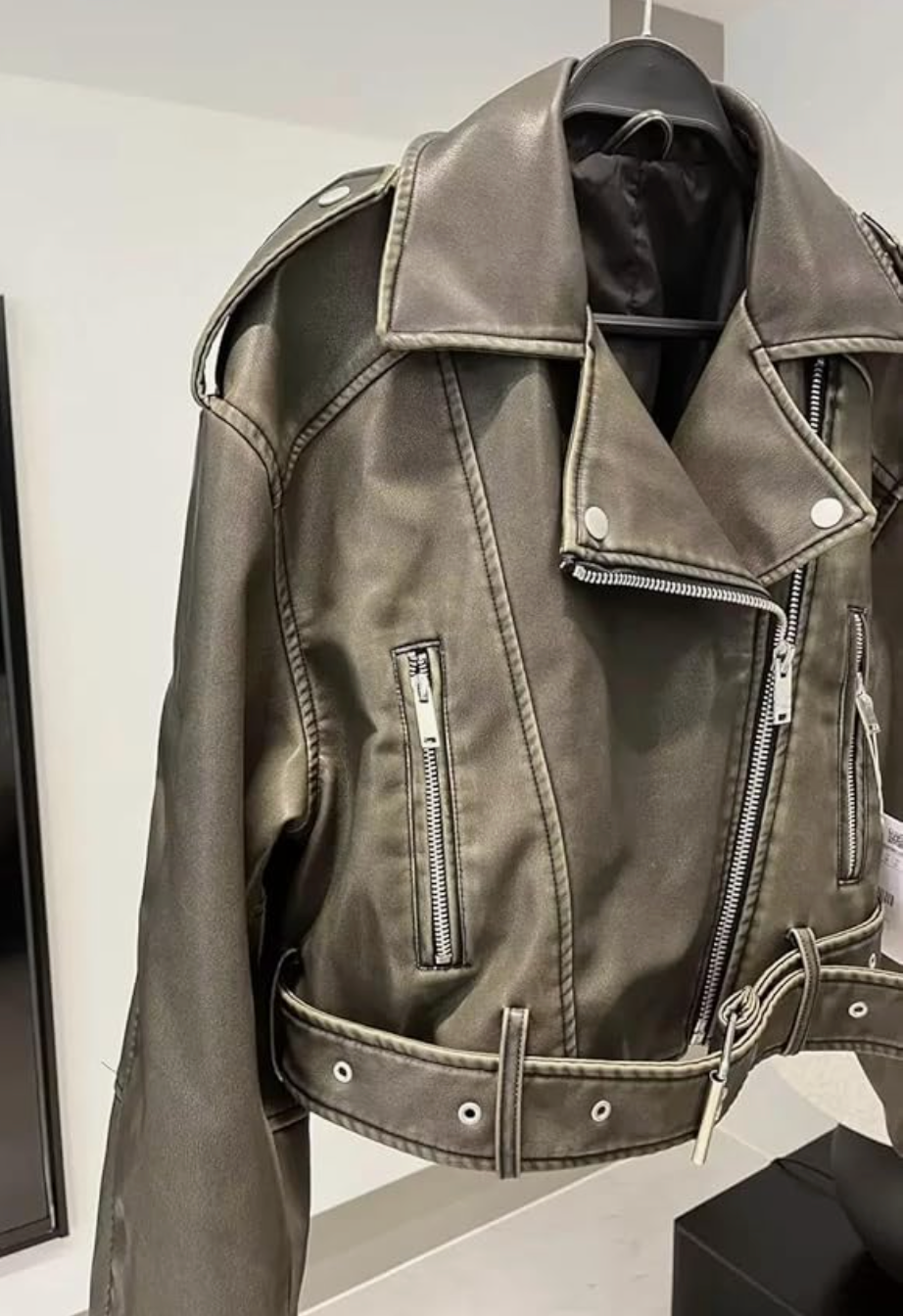 Nicole | Vintage Leather Biker Jacket