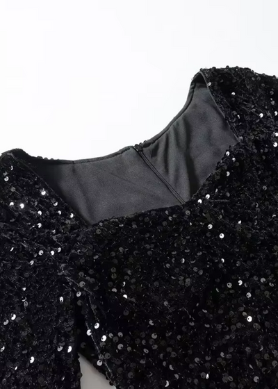 Skylar | Black Sequin Mini Dress