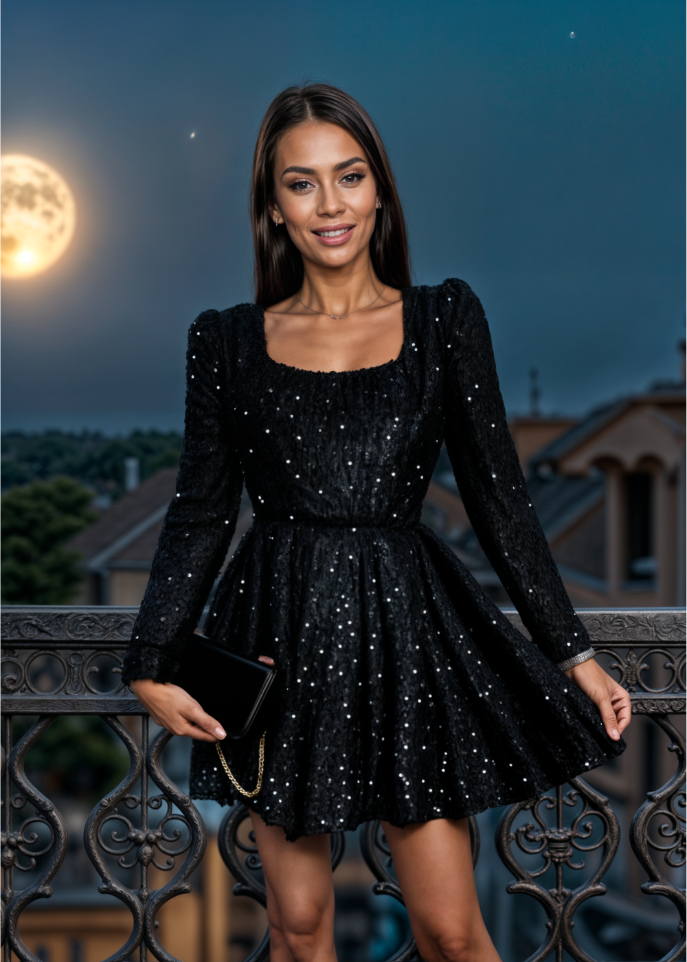 Skylar | Black Sequin Mini Dress