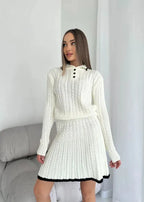 Cable-Knit Buttoned Sweater Dress Set