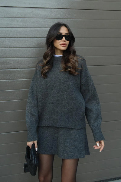 Aryela | Knitted Straight Shirt Two-Piece Set