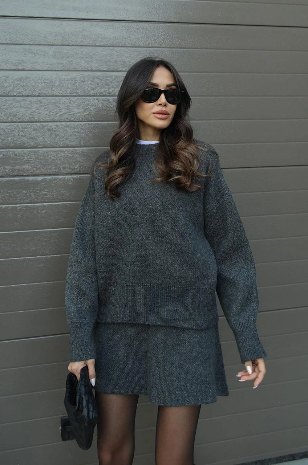 Aryela | Knitted Straight Shirt Two-Piece Set