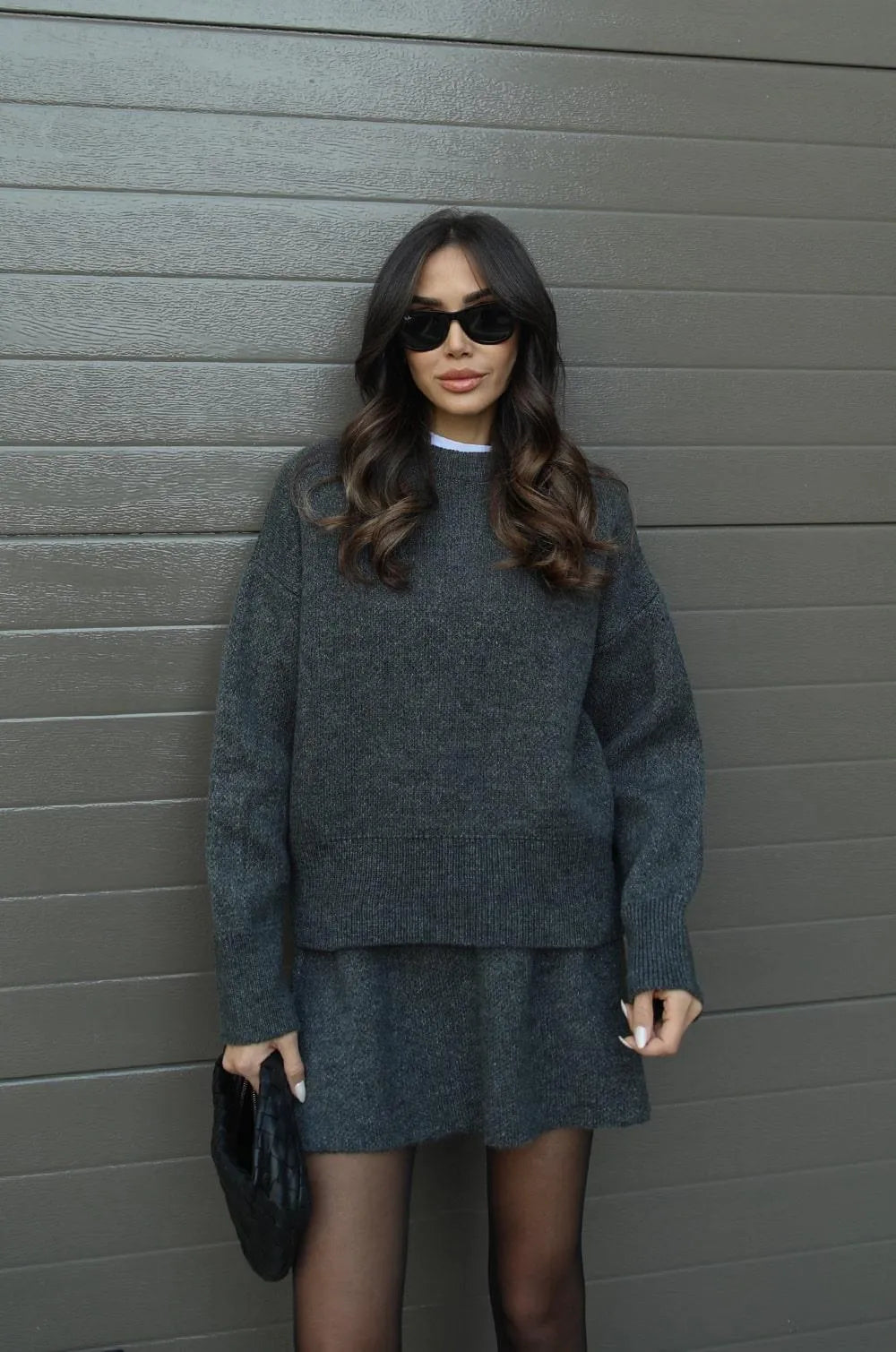 Aryela | Knitted Straight Shirt Two-Piece Set