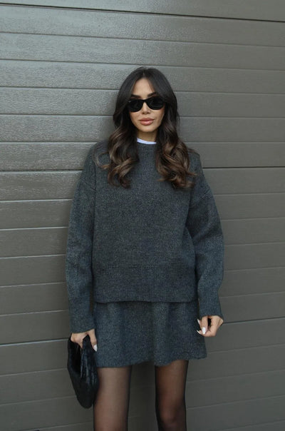 Aryela | Knitted Straight Shirt Two-Piece Set