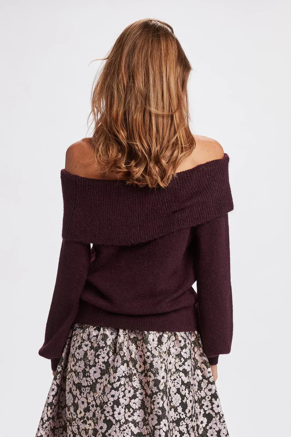 Burgundy Red Off Shoulder Sweater