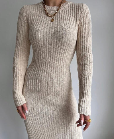 Women's Sexy Knitted Long -sleeved Dress