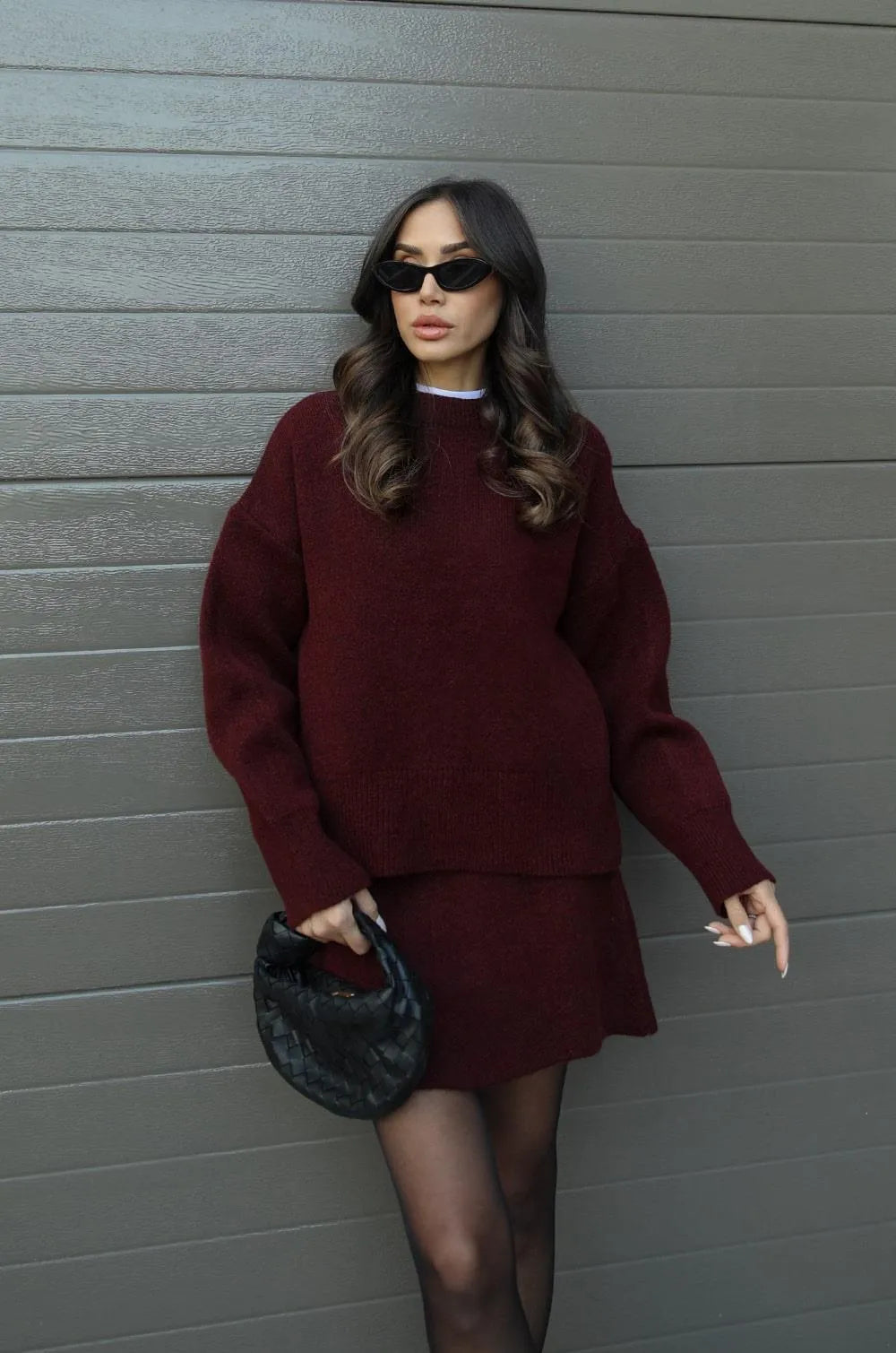 Aryela | Knitted Straight Shirt Two-Piece Set