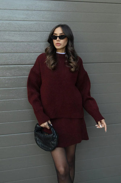 Aryela | Knitted Straight Shirt Two-Piece Set