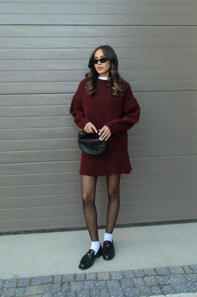 Aryela | Knitted Straight Shirt Two-Piece Set