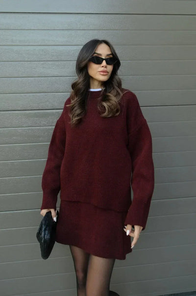 Aryela | Knitted Straight Shirt Two-Piece Set