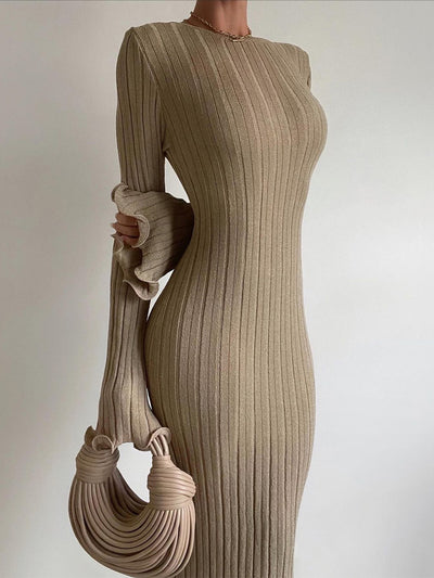 Sexy Knitted Long Sleeves Dress