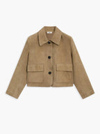 Classic Buttoned Faux Suede Crop Jacket
