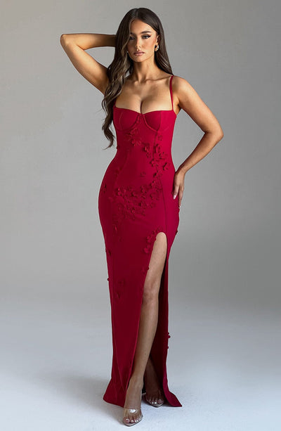 Scarlet Symphony Maxi Dress- Red