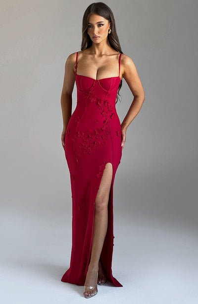 Scarlet Symphony Maxi Dress- Red