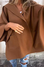 Sleek Loose-Fit One-Piece Hooded Cape Jacket with Pockets